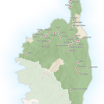 Les 36 communes de Haute-Corse sélectionnées.